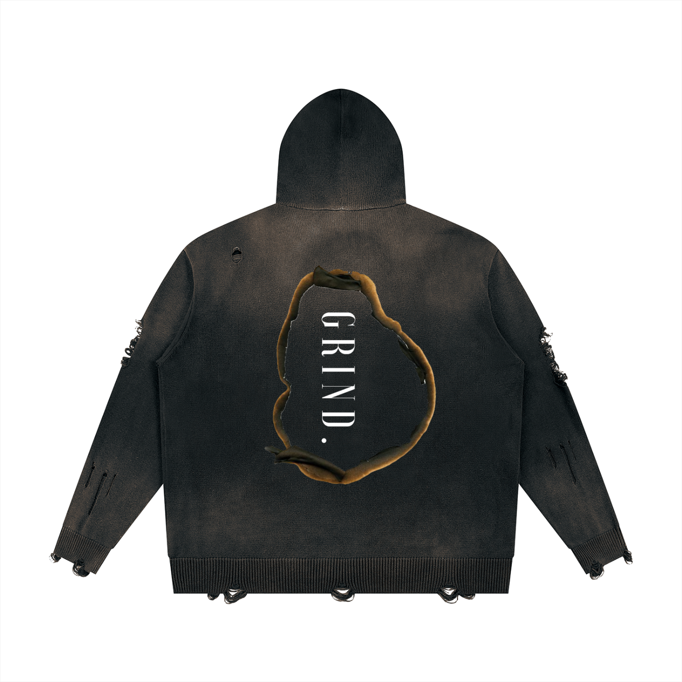 Unisex Distressed Full Zip Sweater