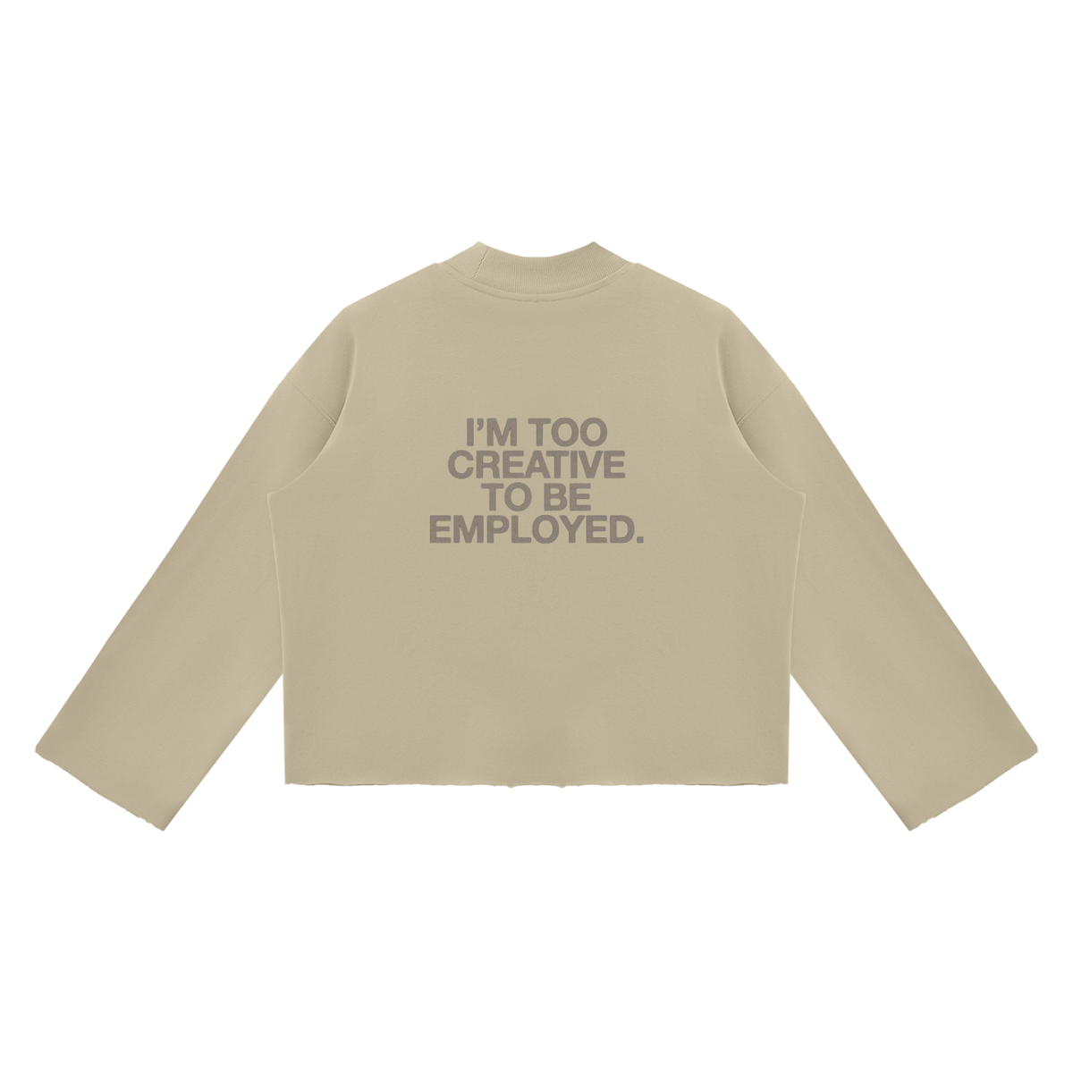 Unisex Mock Neck Raw Edge Boxy Sweatshirt