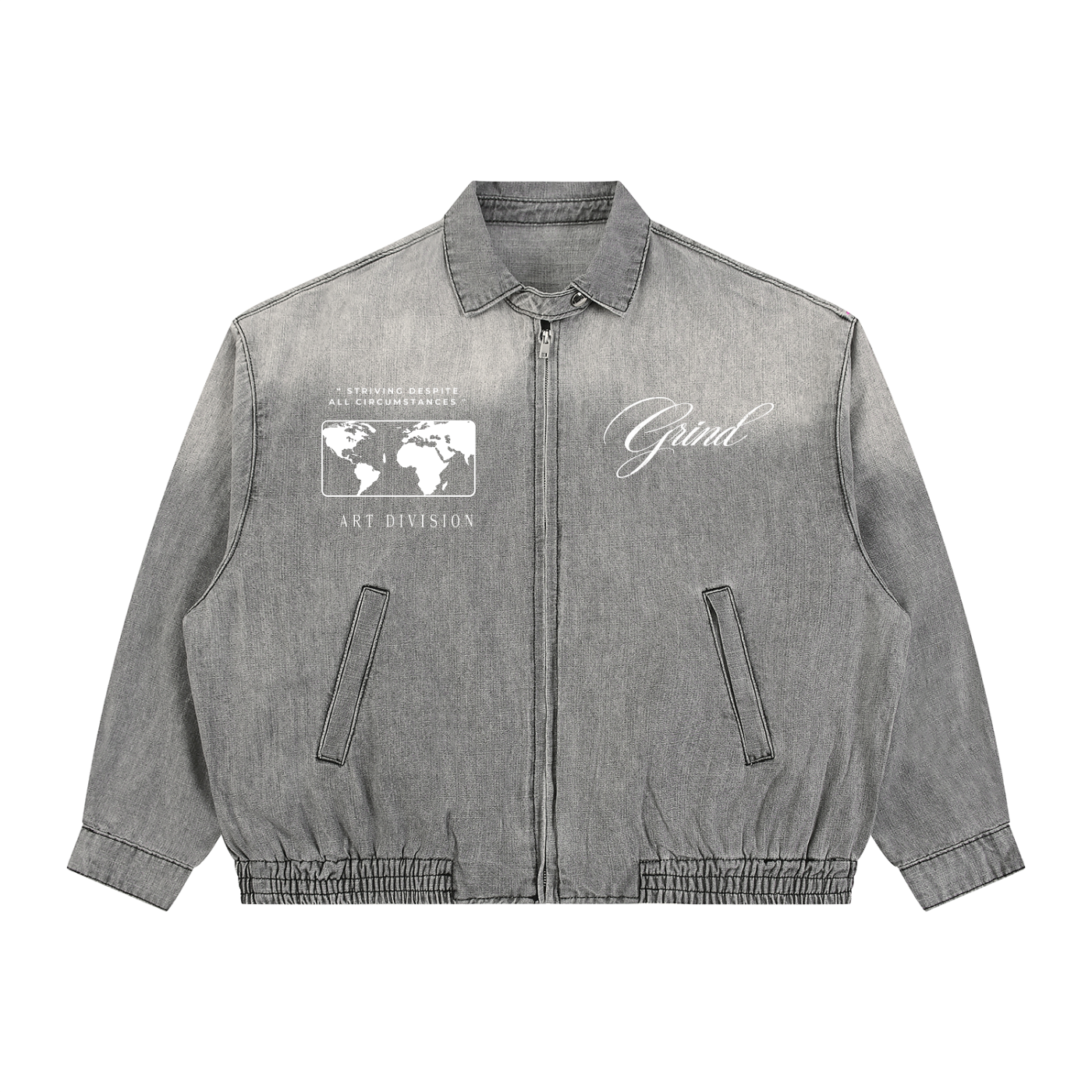 Unisex Vintage Wash Full-Zip Denim Jacket