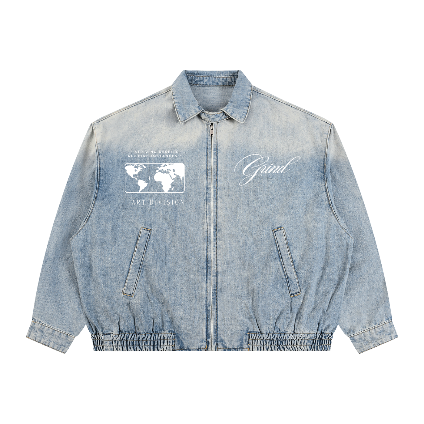 Unisex Vintage Wash Full-Zip Denim Jacket