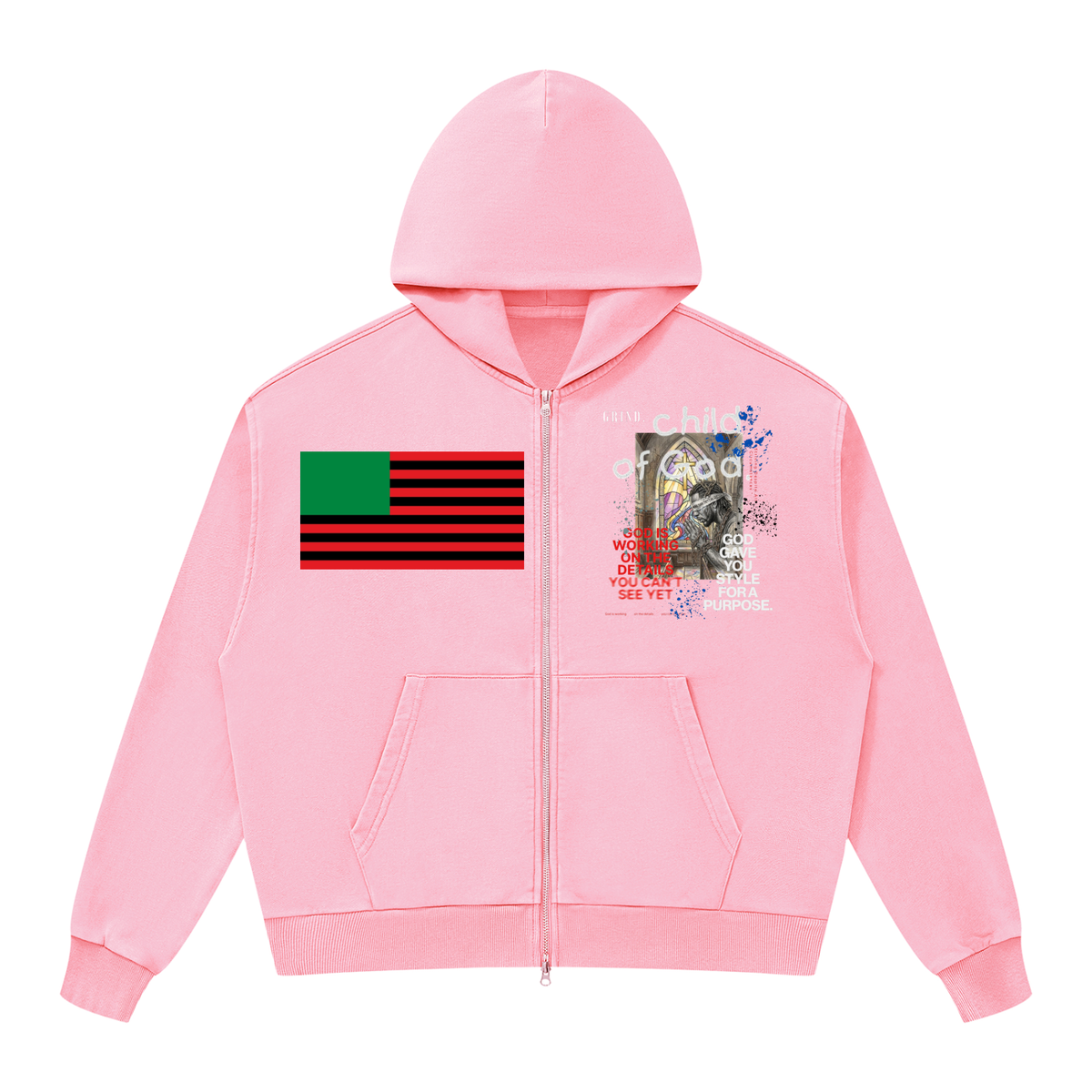 Unisex Mineral Wash Boxy Full Zip Hoodie