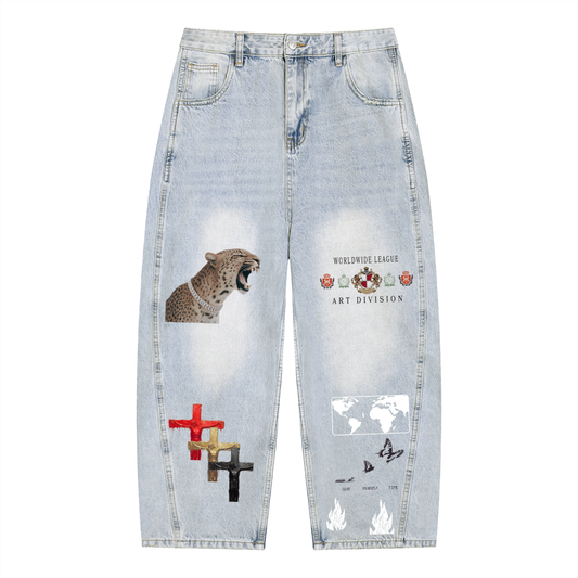 Men's Vintage Wash Sunfade Barrel Leg Jeans