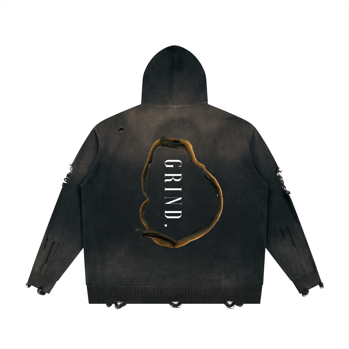 Unisex Distressed Full Zip Sweater