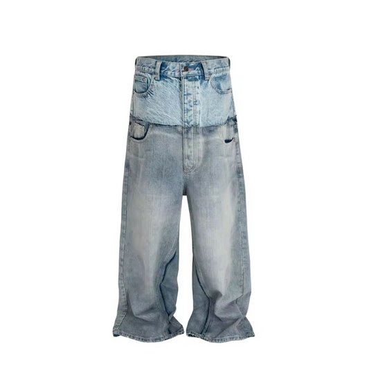 Double Waist Oversized Baggy Light Denim