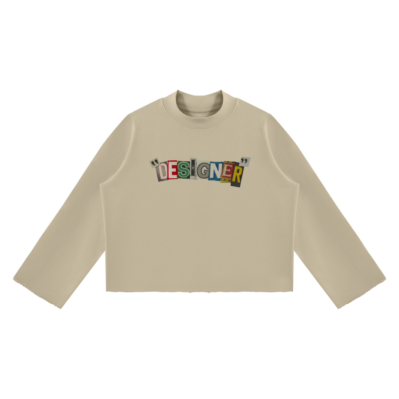 Unisex Mock Neck Raw Edge Boxy Sweatshirt