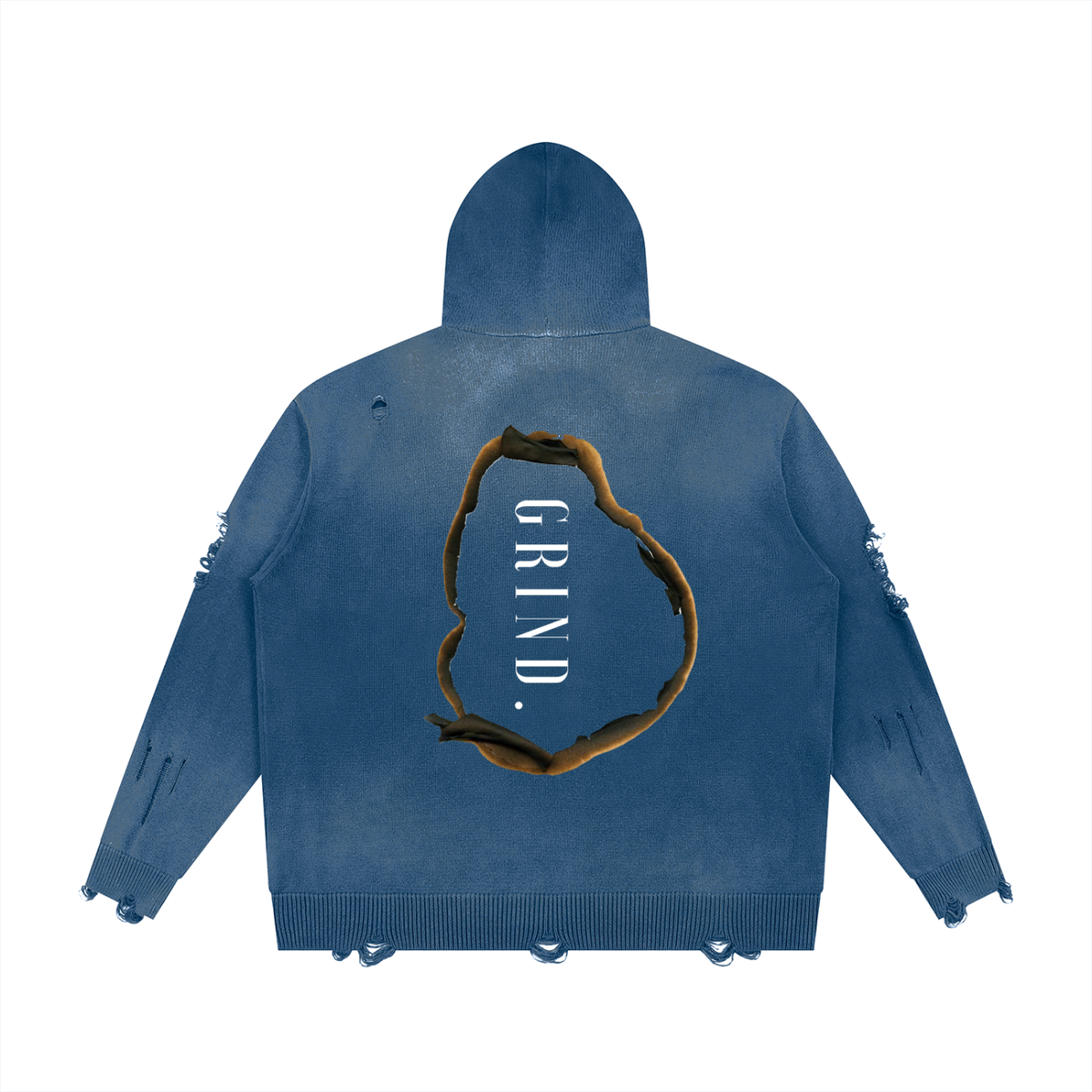 Unisex Distressed Full Zip Sweater