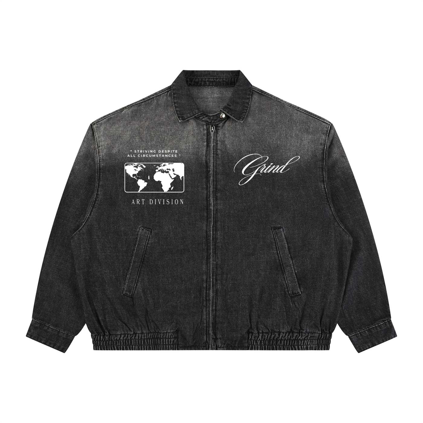 Unisex Vintage Wash Full-Zip Denim Jacket