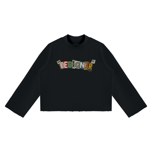 Unisex Mock Neck Raw Edge Boxy Sweatshirt