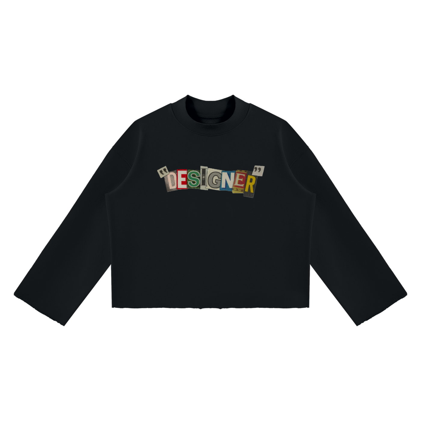 Unisex Mock Neck Raw Edge Boxy Sweatshirt
