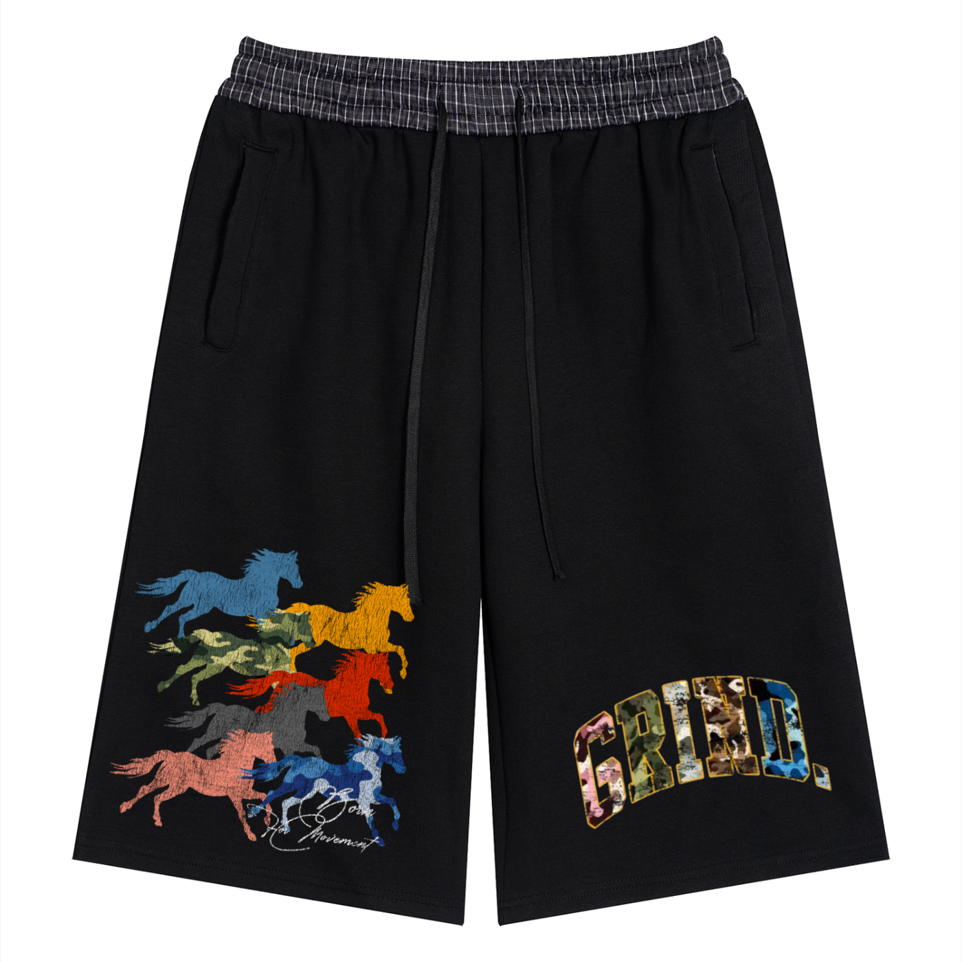 Unisex Plaid Waistband Shorts