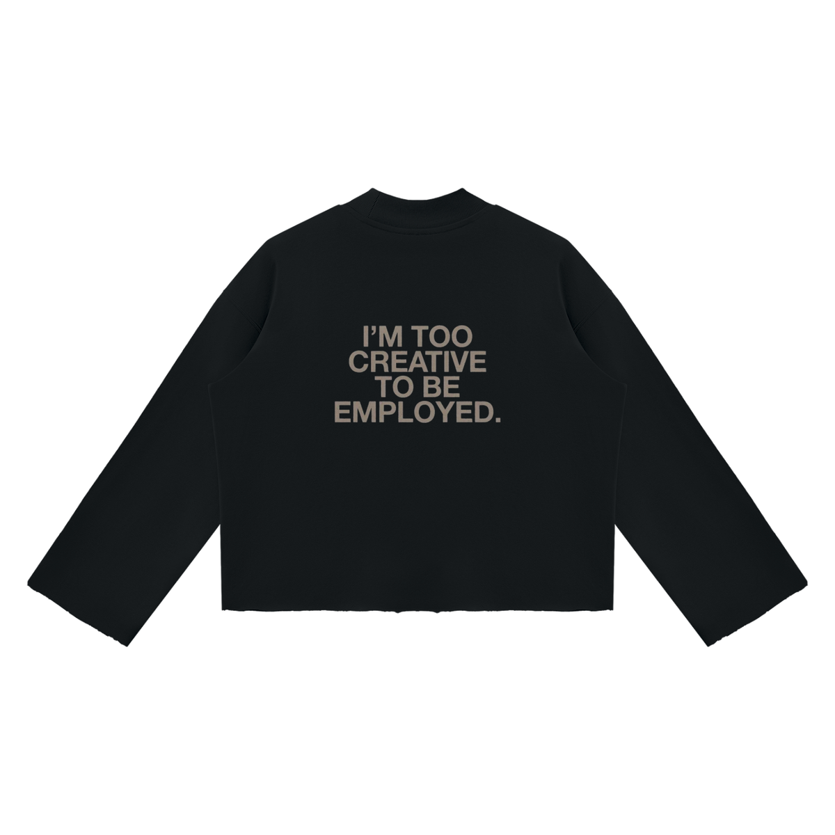 Unisex Mock Neck Raw Edge Boxy Sweatshirt