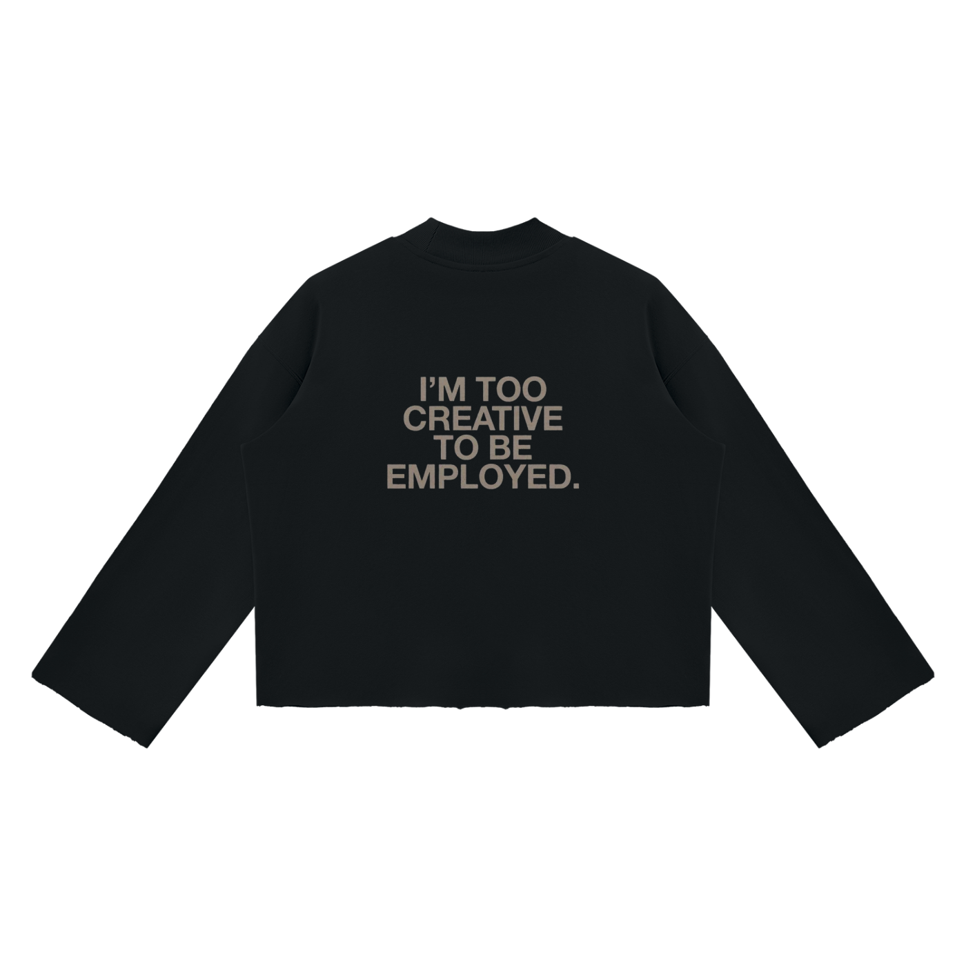 Unisex Mock Neck Raw Edge Boxy Sweatshirt