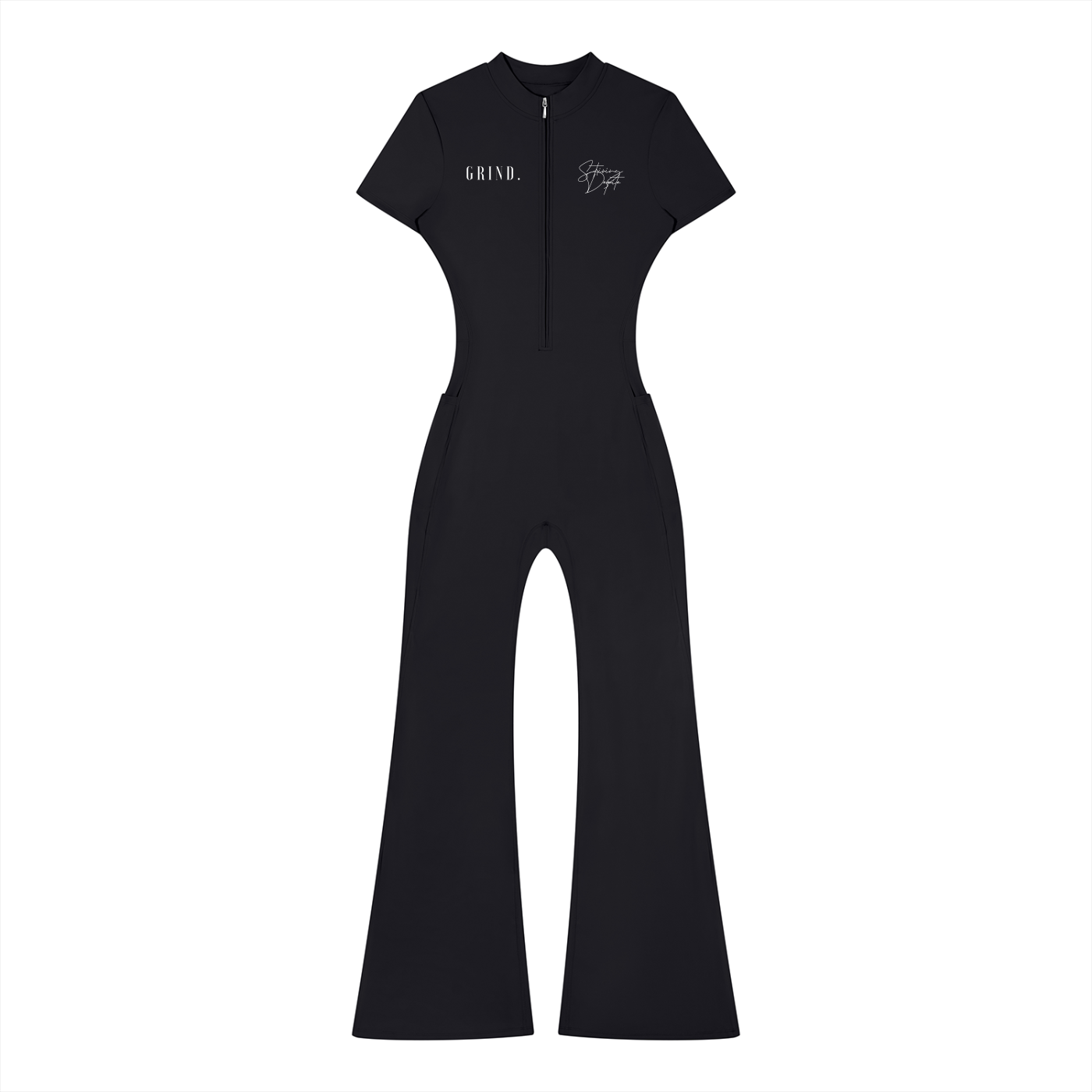 Women’s Tight Flared Leg Quarter-Zip Jumpsuit