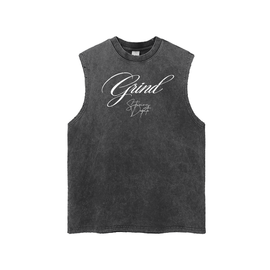 Snow Washed Frayed Hem Tank Top