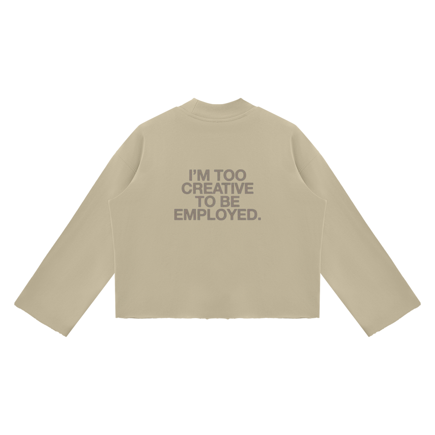Unisex Mock Neck Raw Edge Boxy Sweatshirt