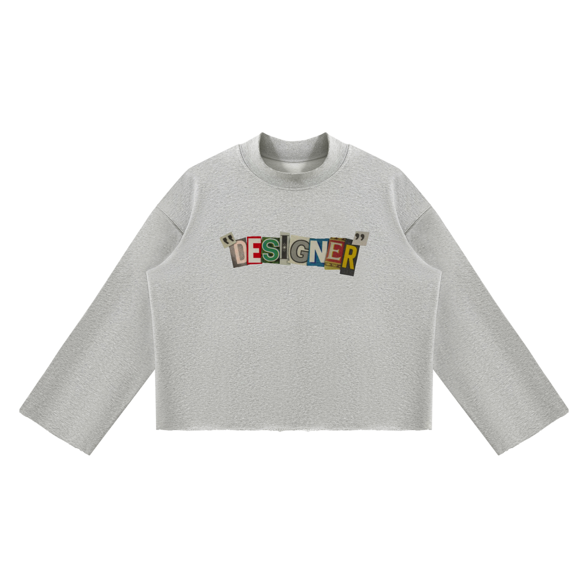 Unisex Mock Neck Raw Edge Boxy Sweatshirt