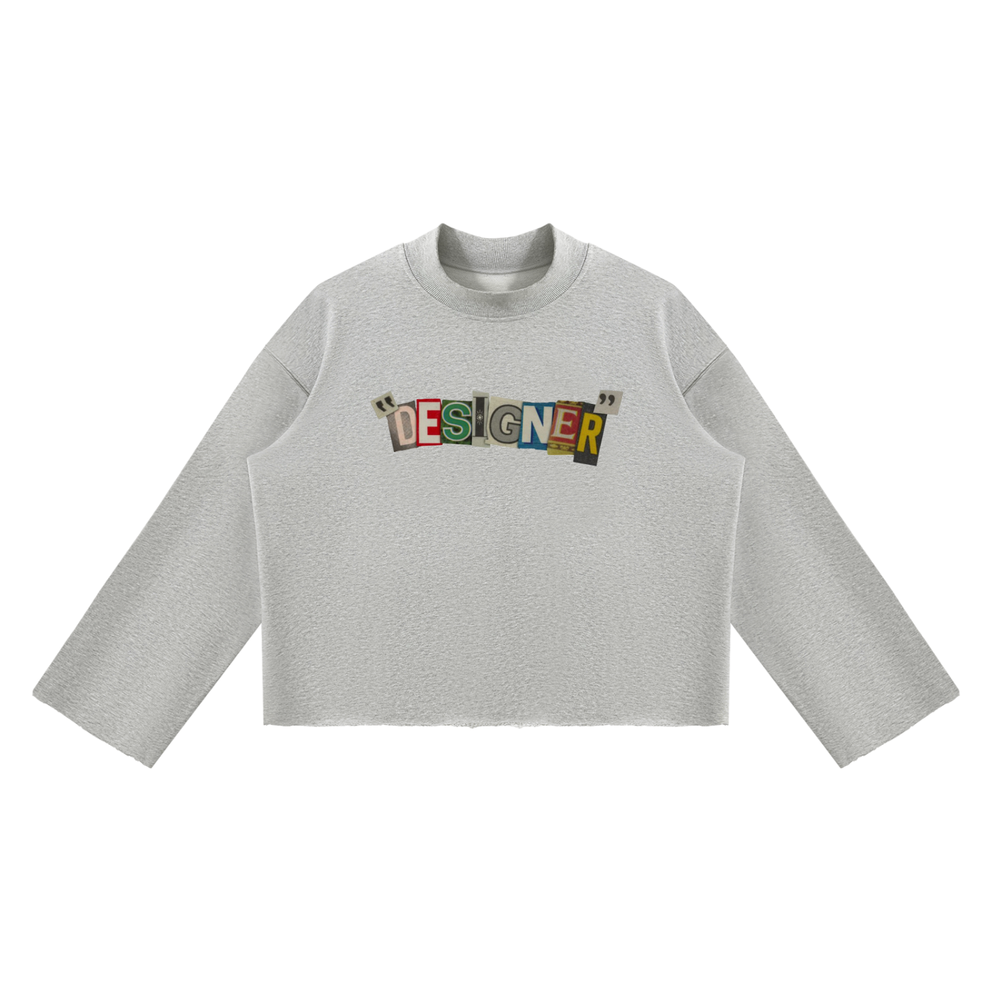 Unisex Mock Neck Raw Edge Boxy Sweatshirt