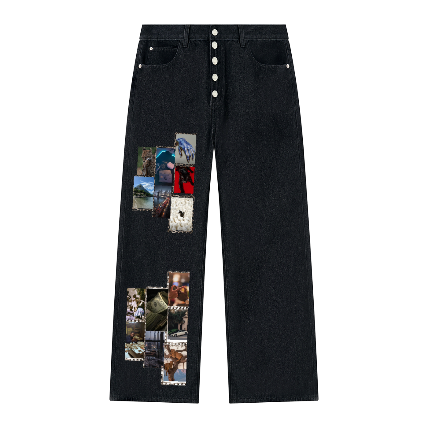 Men's Vintage Wash Wide Leg Denim Jeans