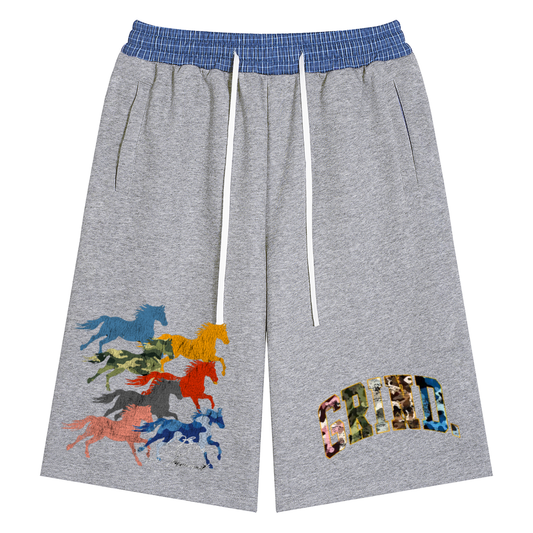 Unisex Plaid Waistband Shorts
