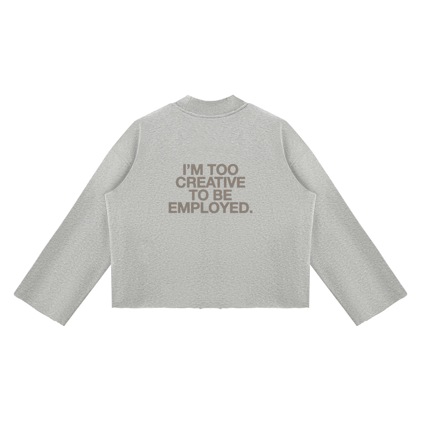 Unisex Mock Neck Raw Edge Boxy Sweatshirt