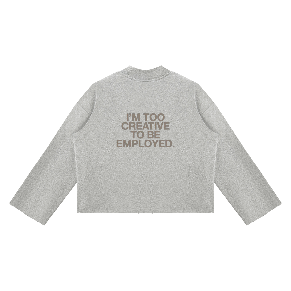 Unisex Mock Neck Raw Edge Boxy Sweatshirt